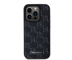 Karl Lagerfeld KLHMP15LPKHPORPK Apple iPhone15 Pro 6.1″ kietas dėklas juodos spalvos Leather Monogram Metal Logo MagSafe