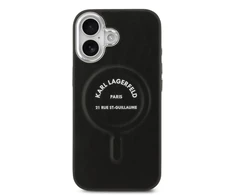 Karl Lagerfeld PU RSG Logo MagSafe dėklas skirtas Apple iPhone 17 juodos spalvos