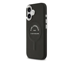 Karl Lagerfeld PU RSG Logo MagSafe dėklas skirtas Apple iPhone 17 juodos spalvos