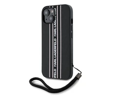 Karl Lagerfeld PU Saffiano Athleisure Stripe and Strap dėklas telefonui Apple iPhone 15 rožinės spalvos