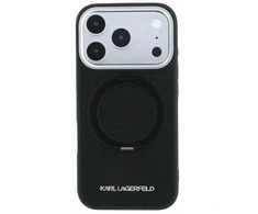 Dėklas Karl Lagerfeld PU Saffiano Ring Stand MagSafe Case for iPhone 18 Pro Juodas