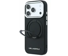 Dėklas Karl Lagerfeld PU Saffiano Ring Stand MagSafe Case for iPhone 18 Pro Juodas