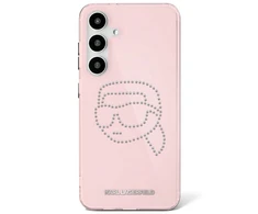 Karl Lagerfeld Rhinestones K. Head Logo Samsung Galaxy S25 dėklas telefonui rožinės spalvos