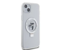 Karl Lagerfeld KLHMP15MHMRSKCH Apple iPhone 15 Plus / 14 Plus 6.7" dėklas telefonui baltos spalvos hardcase Ring Stand Karl&amp;Choupettte MagSafe