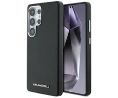 Karl Lagerfeld Saffiano Full Wrapped Elongated Metal Logo MagSafe Samsung Galaxy S25 Ultra dėklas telefonui juodos spalvos