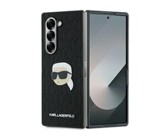 Karl Lagerfeld PU Saffiano Monogram Karl Head Samsung Galaxy Z Fold6 dėklas telefonui juodos spalvos