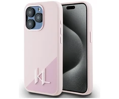 Karl Lagerfeld dėklas skirtas Apple iPhone 15 Pro Max compatible with MagSafe KLHMP15XSCMKMPCP (Silicone Initial Metal Logo) rožinės spalvos