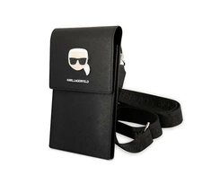 Karl Lagerfeld metalinis Karl Head piniginės formos telefono dėklas - dėklas išmaniajam telefonui ir priedams (juodos spalvos)