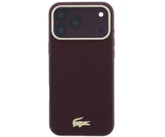 Lacoste PU odos Champs Elysees auksinio logotipo MagSafe dėklas, skirtas iPhone 18 Pro Max, bordo spalvos