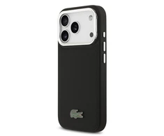 Lacoste Iconic Petit Pique Camera Stand MagSafe dėklas skirtas Apple iPhone 17 Pro juodos spalvos