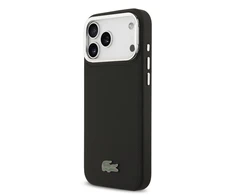 Lacoste Iconic Petit Pique Camera Stand MagSafe dėklas skirtas Apple iPhone 17 Pro Max juodos spalvos