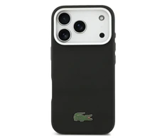 Lacoste Iconic Petit Pique Metal Logo MagSafe dėklas skirtas Apple iPhone 17 Pro juodos spalvos