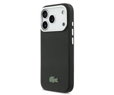 Lacoste Iconic Petit Pique Metal Logo MagSafe dėklas skirtas Apple iPhone 17 Pro juodos spalvos