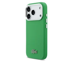 Lacoste Iconic Petit Pique Metal Logo MagSafe dėklas skirtas Apple iPhone 17 Pro žalios spalvos