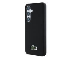 Lacoste Iconic Petit Pique Woven Logo MagSafe dėklas skirtas Samsung Galaxy S25 juodos spalvos