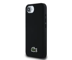 Lacoste Iconic Petit Pique Woven Logo MagSafe dėklas skirtas Apple iPhone 16e juodos spalvos