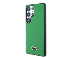 Lacoste Iconic Petit Pique Woven Logo MagSafe dėklas skirtas Samsung Galaxy S25 Ultra žalios spalvos