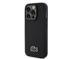 Lacoste Iconic Petit Pique Woven Logo MagSafe dėklas skirtas Apple iPhone 15 Pro juodos spalvos + USB-C/USB-C kabelis