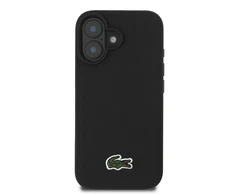 Lacoste Iconic Petit Pique Woven Logo MagSafe Apple iPhone 16 Plus dėklas telefonui juodos spalvos