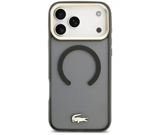 Dėklas Lacoste IML Shockproof Petit Pique Gold Logo MagSafe Case for iPhone 18 Pro Max Juodas