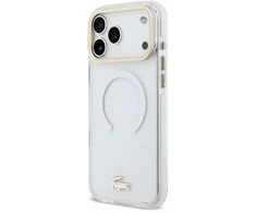 Dėklas Lacoste IML Shockproof Petit Pique Gold Logo MagSafe Case for iPhone 18 Pro Max Transparent