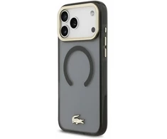Dėklas Lacoste IML Shockproof Petit Pique Gold Logo MagSafe Case for iPhone 18 Pro Max Juodas