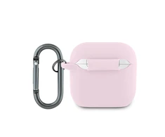 Lacoste Liquid Silicone Croc Logo dėklas skirtas Apple AirPods 4 rožinės spalvos
