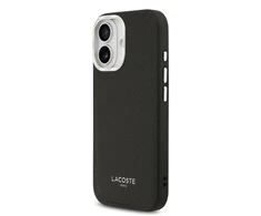 Lacoste PU Leather Champs Elysees MagSafe dėklas skirtas Apple iPhone 17 juodos spalvos