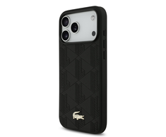 Lacoste PU Nomogramme Gold Logo MagSafe dėklas skirtas iPhone 17 Pro Max juodos spalvos