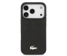 Lacoste PU Nomogramme Gold Logo MagSafe dėklas skirtas iPhone 17 Pro juodos spalvos