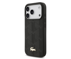 Lacoste PU Nomogramme Gold Logo MagSafe dėklas skirtas iPhone 17 Pro juodos spalvos
