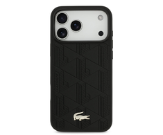 Lacoste PU Nomogramme Gold Logo MagSafe dėklas skirtas iPhone 17 Pro Max juodos spalvos