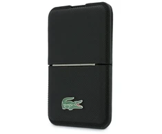 Dėklas Lacoste PVC Iconic Petit Pique MagSafe piniginė su stovu, juoda