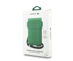 Dėklas Lacoste PVC Iconic Petit Pique Metal Logo Phone Pouch XL Žalias