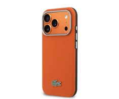 Lacoste PVC Petit Pique Semi Wrap MagSafe dėklas skirtas Apple iPhone 17 Pro oranžinės spalvos