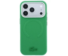 Lacoste PVC Petit Pique pusiau uždengiamas reljefinis MagSafe dėklas, skirtas iPhone 18 Pro, Estragon spalvos