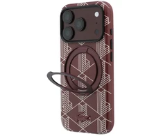 Lacoste PVC pusiau uždengiantis „Blend“ žiedinis stovas MagSafe dėklas, skirtas iPhone 18 Pro Max, bordo spalvos