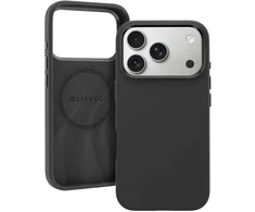 Liavec šilkinis dėklas su metaliniu kameros rėmeliu, skirtas Iphone 18 Pro/17 Pro, juodas