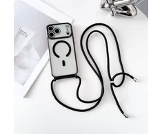 Marka Niezdefiniowana - Dėklas, suderinamas su MagSafe, skirtas iPhone 18 Pro Max / 17 Pro Max – elektrolitinis TPU telefono dangtelis su ilgu pakabu – Juodas
