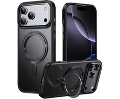Marka Niezdefiniowana - Magnetinis dėklas su besisukančiu stovu iPhone 18 Pro / 17 Pro TPU akrilas MagSafe – juodas