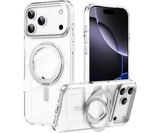 Marka Niezdefiniowana - Magnetinis dėklas su pasukamu stovu iPhone 18 Pro Max / 17 Pro Max TPU akrilas MagSafe – Baltas