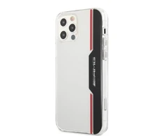 Mercedes Benz Apple iPhone 12 / 12 Pro AMG dėklas Electroplate Vertical (AMHCP12MTVLBR) baltos spalvos