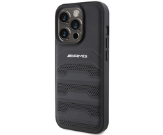 Mercedes AMG Leather Debossed Lines dėklas iPhone 15 Pro - juodas