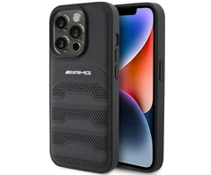 Mercedes AMG Leather Debossed Lines dėklas skirtas iPhone 15 Pro Max - juodas