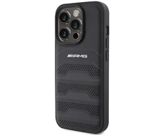 Mercedes AMG Leather Debossed Lines dėklas skirtas iPhone 15 Pro Max - juodas