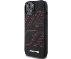 Mercedes Benz Apple iPhone 14 Plus / 15 Plus AMG dėklas silikoninis Large Rhombuses Pattern MagSafe (AMHMP15M23SSPK) juodos spalvos