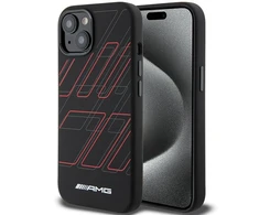 Mercedes Benz Apple iPhone 13 / 14 / 15 AMG dėklas silikoninis Large Rhombuses Pattern MagSafe (AMHMP15S23SSPK) juodos spalvos