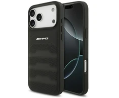 Dėklas Mercedes AMG Leather Debossed Lines Logo Case for iPhone 18 Pro Max / 17 Pro Max - Juodas