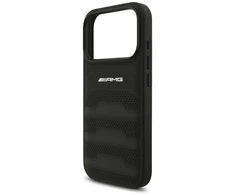 Mercedes Dėklas AMG Leather Debossed Lines Logo Apple iPhone 17 Pro juodos spalvos