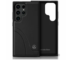 Mercedes Leather Curved Stitches Samsung Galaxy S25 Ultra dėklas telefonui juodos spalvos